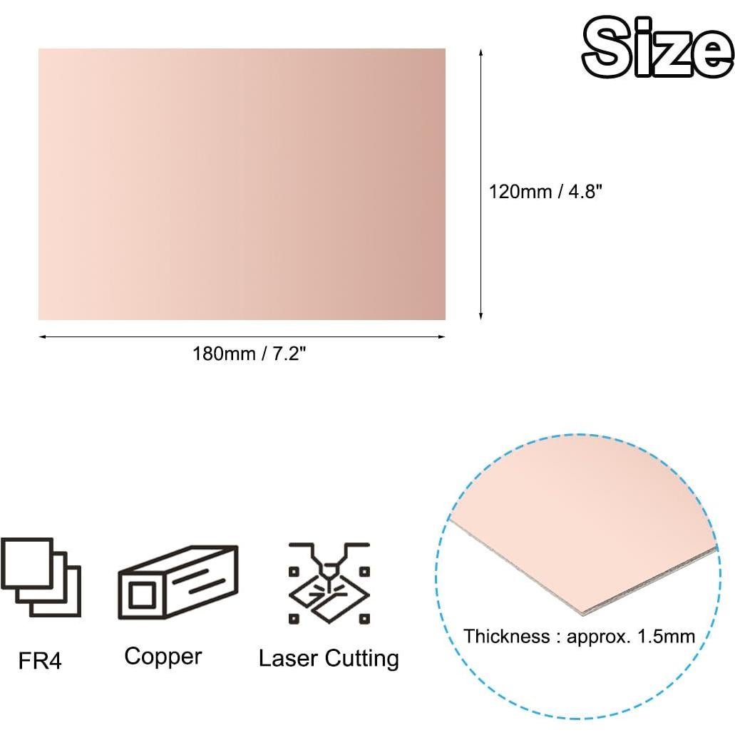 PCB Doble Cara Laminado de Cobre PATIKIL 120x180mm 6 Pcs