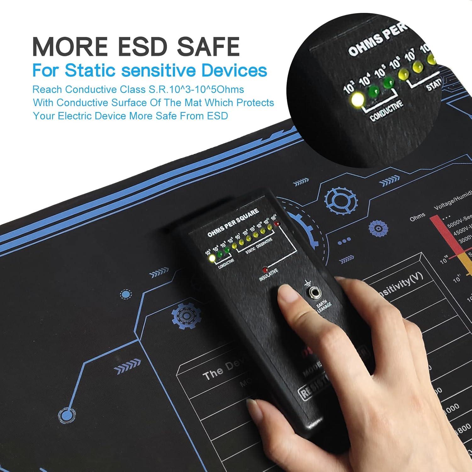 KooMall Almohadilla Antiestática 60.96x40.64 cm con Conexión a Tierra