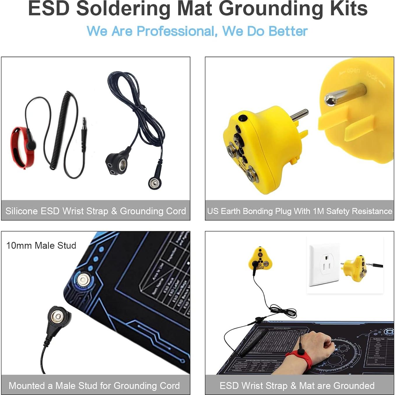 KooMall Almohadilla Antiestática 60.96x40.64 cm con Conexión a Tierra