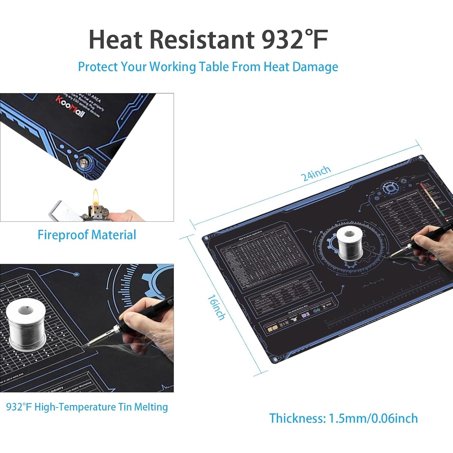 KooMall Almohadilla Antiestática 60.96x40.64 cm con Conexión a Tierra