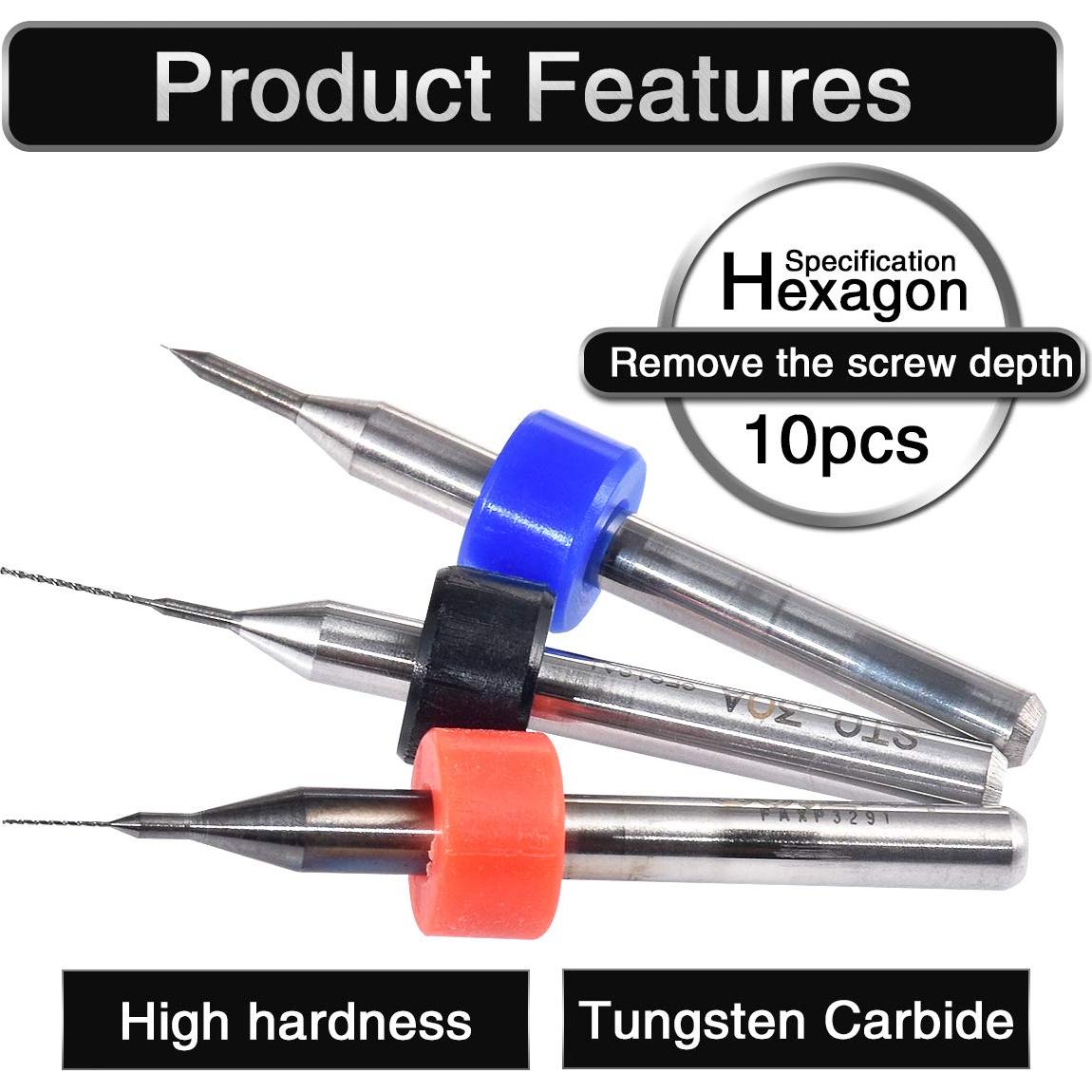 Juego de Brocas de Carburo HOHXEN para PCB 0.1-1.0mm 10 Piezas