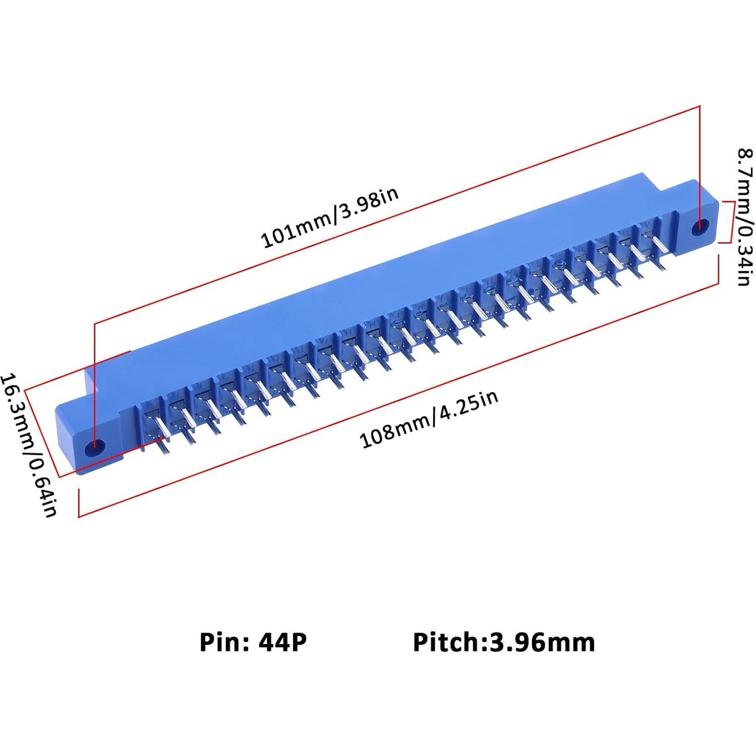 Conector de Bisel de Tarjeta SING F LTD 44 Pin 3.96mm Azul - 4 Piezas
