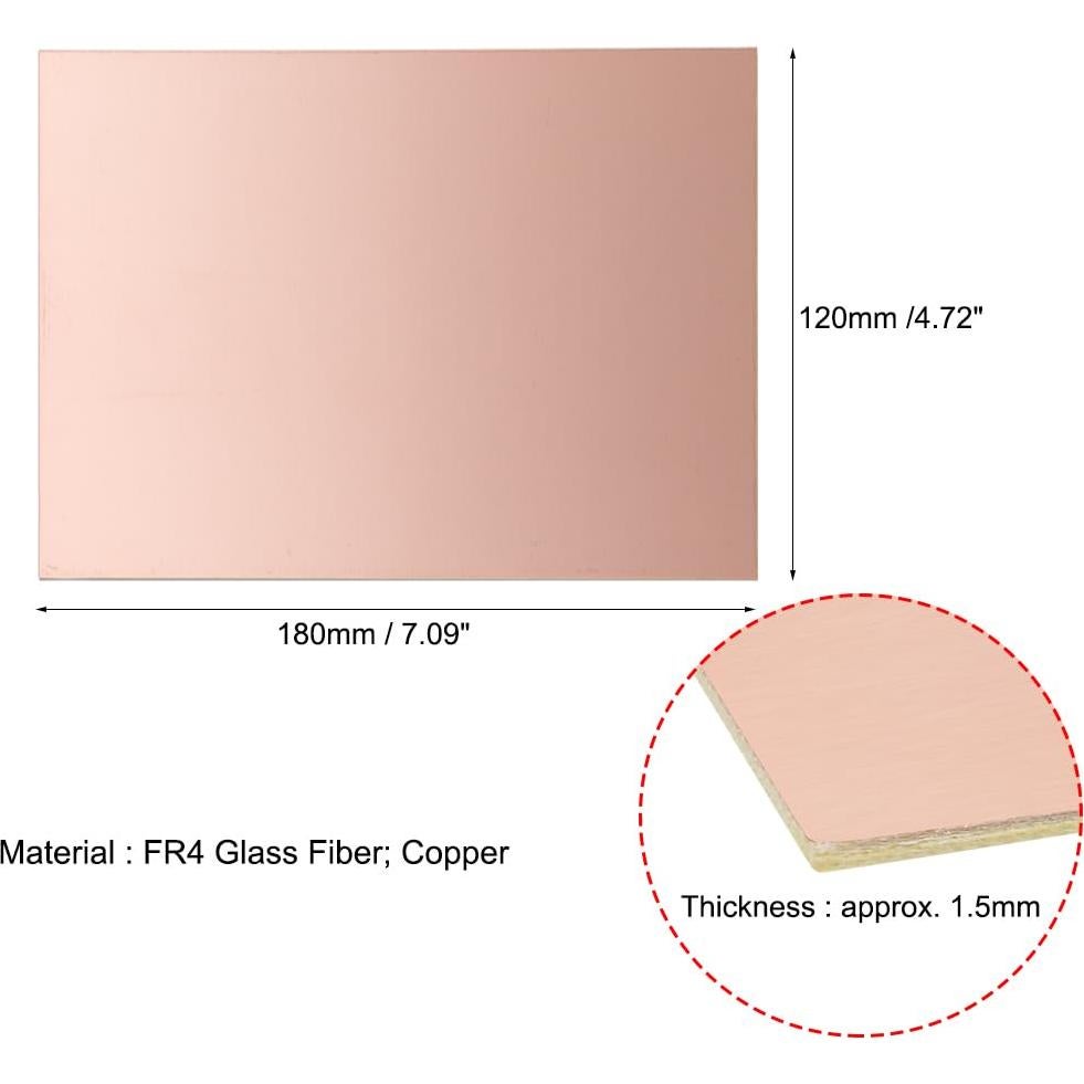 Placa PCB Doble Cara 180x120mm uxcell 2pcs FR4 Cobre 1.5mm