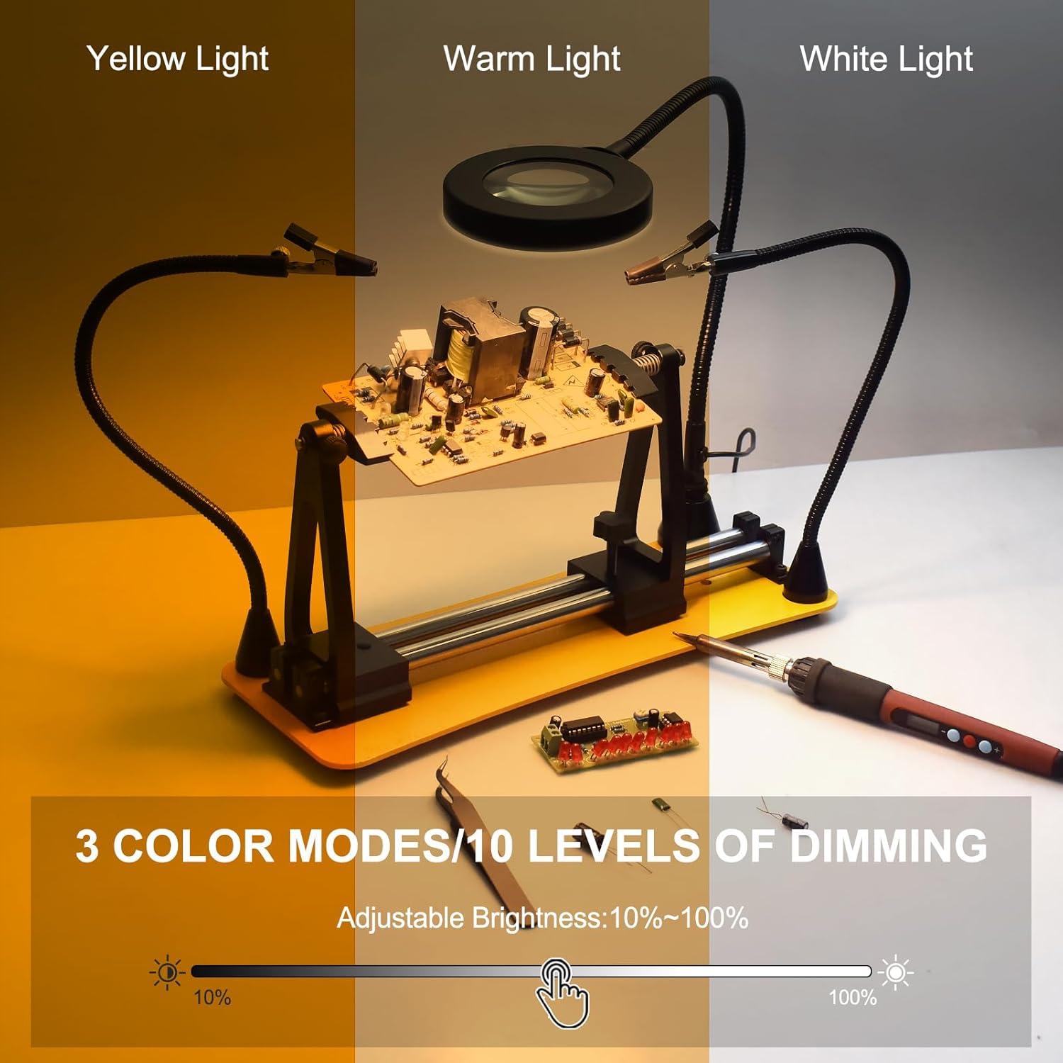 Estación de Soldadura EOOKU AB-22 con Lente de Aumento 3x