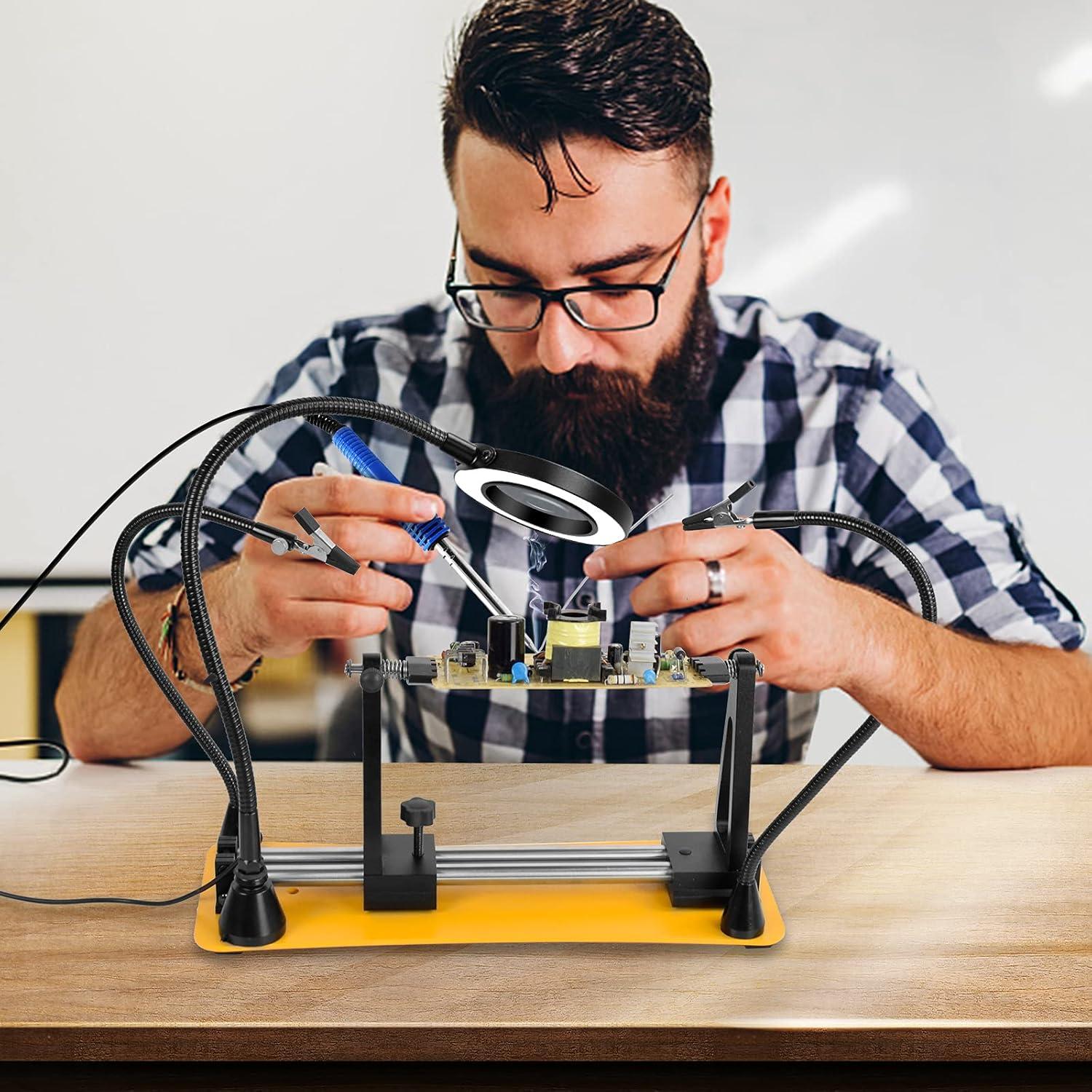 Estación de Soldadura EOOKU AB-22 con Lente de Aumento 3x
