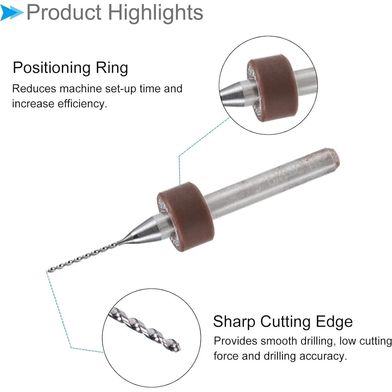 Micro Brocas PCB CoCud 0.6mm Carburo Tungsteno 10 Piezas