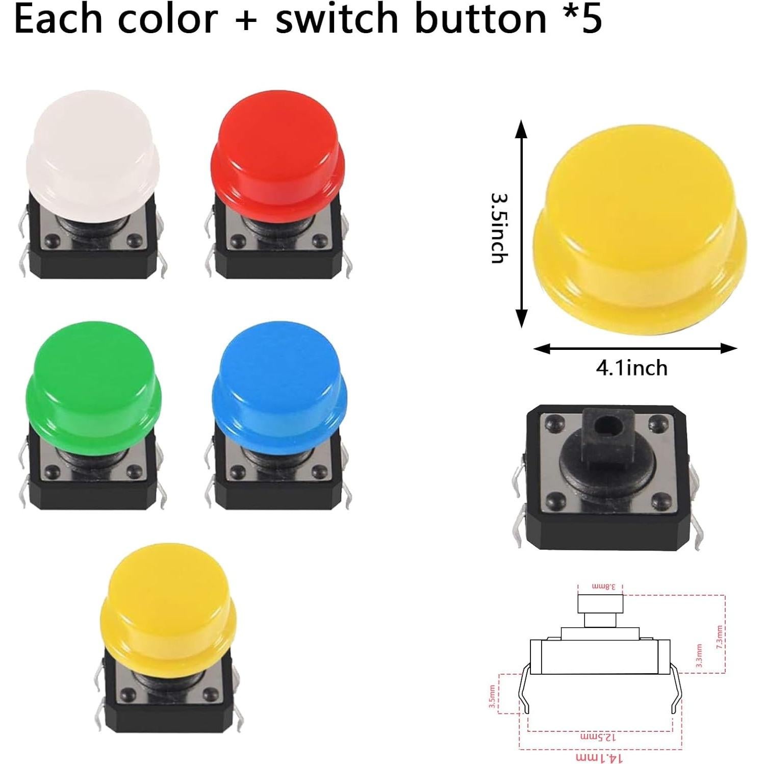 Kit de 50 Botones Táctiles WZNTPJS para Breadboard DIY