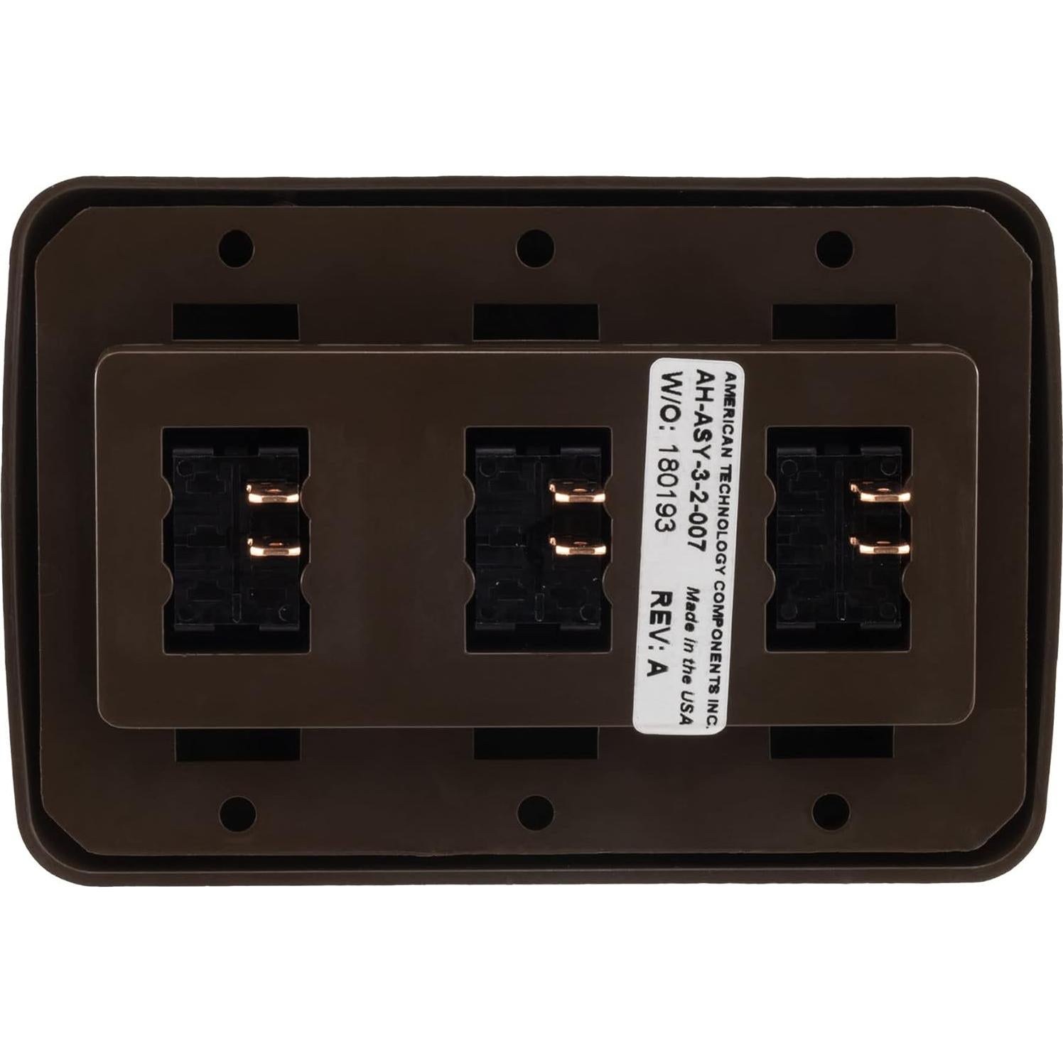 Interruptor Triple SPST On-Off 12V Marrón para RV y Remolques