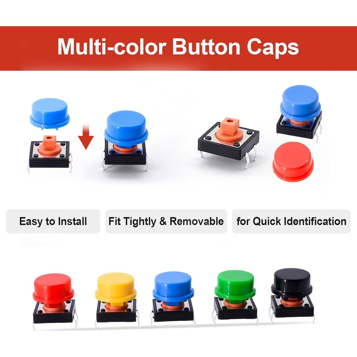 Kit de 80 Interruptores Táctiles SMD 12x12mm JianFeng