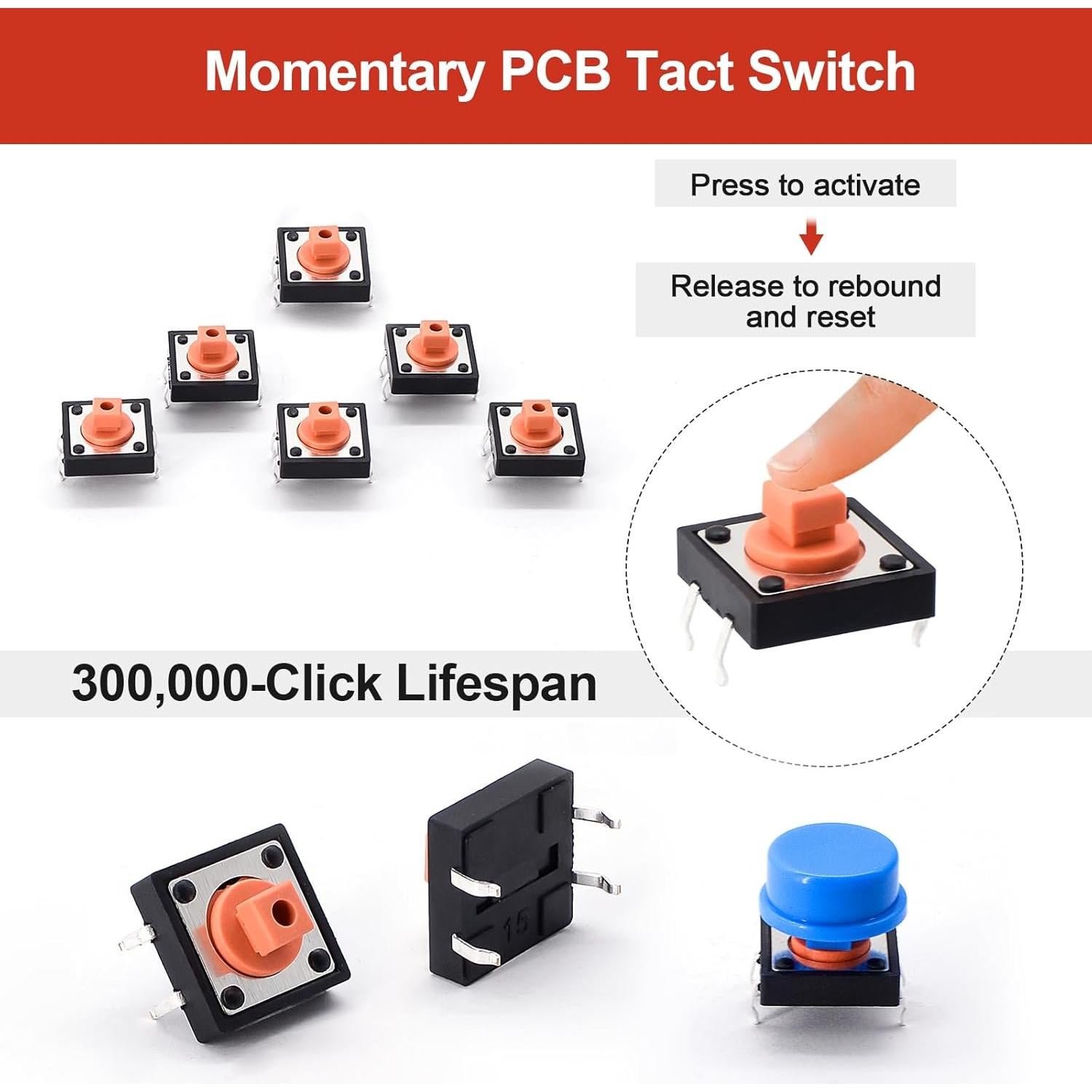 Kit de 80 Interruptores Táctiles SMD 12x12mm JianFeng