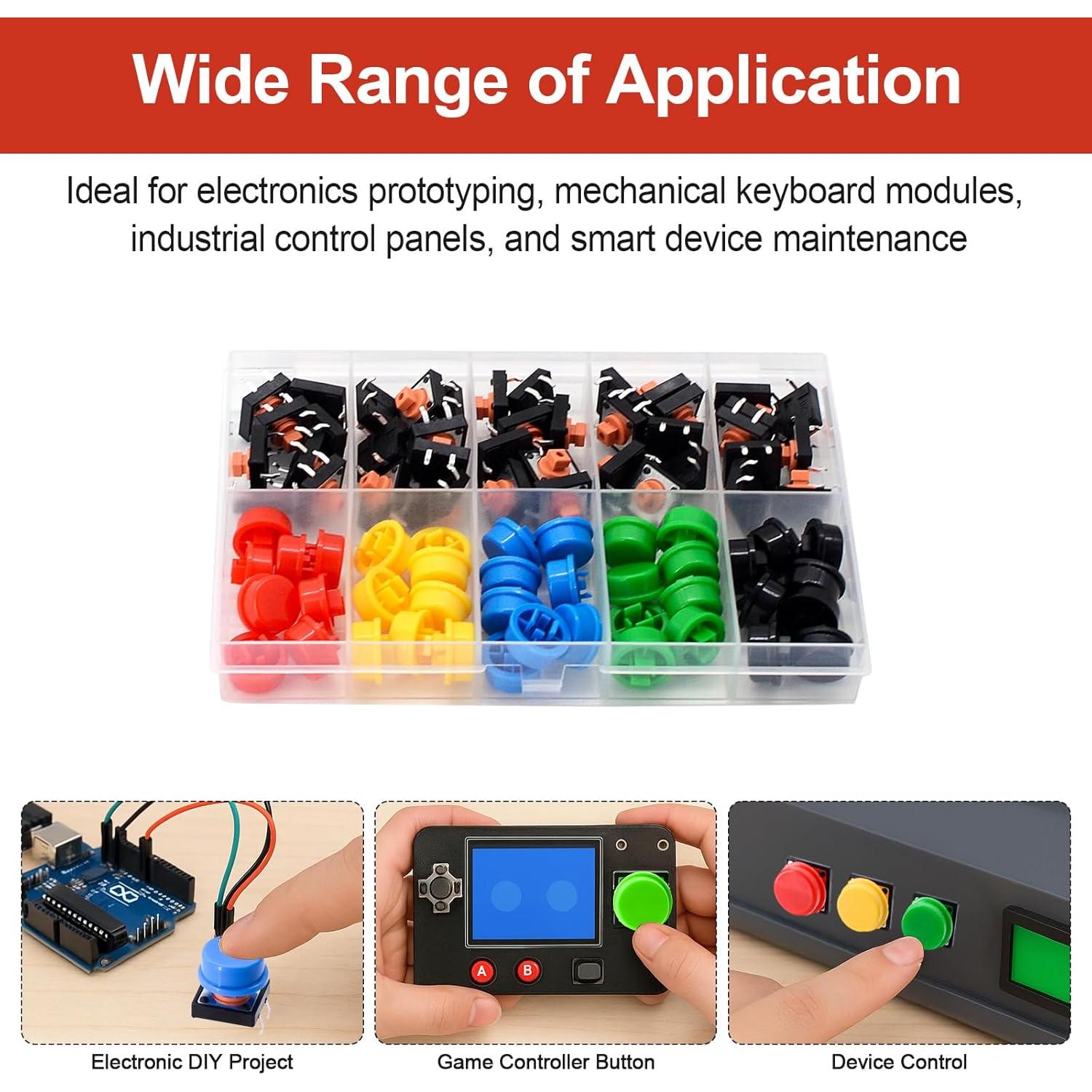 Kit de 80 Interruptores Táctiles SMD 12x12mm JianFeng