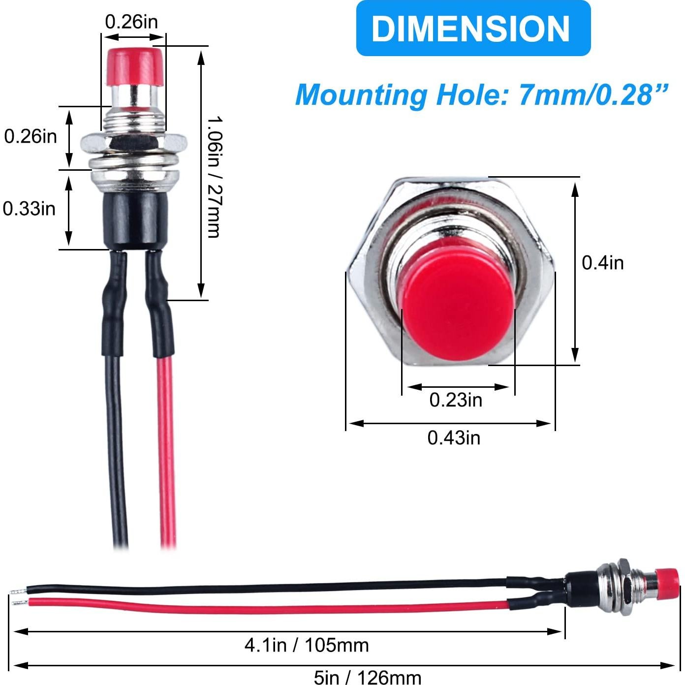 Paquete de 12 Interruptores de Botón Mini DMWD 1A 250VAC
