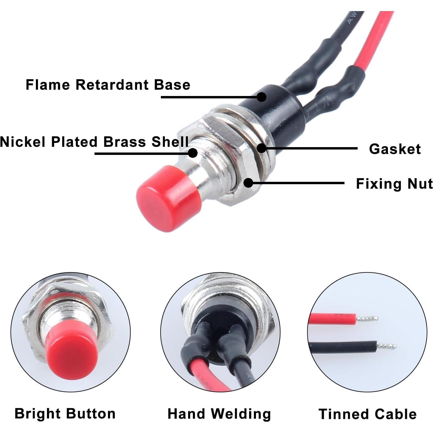 Paquete de 12 Interruptores de Botón Mini DMWD 1A 250VAC