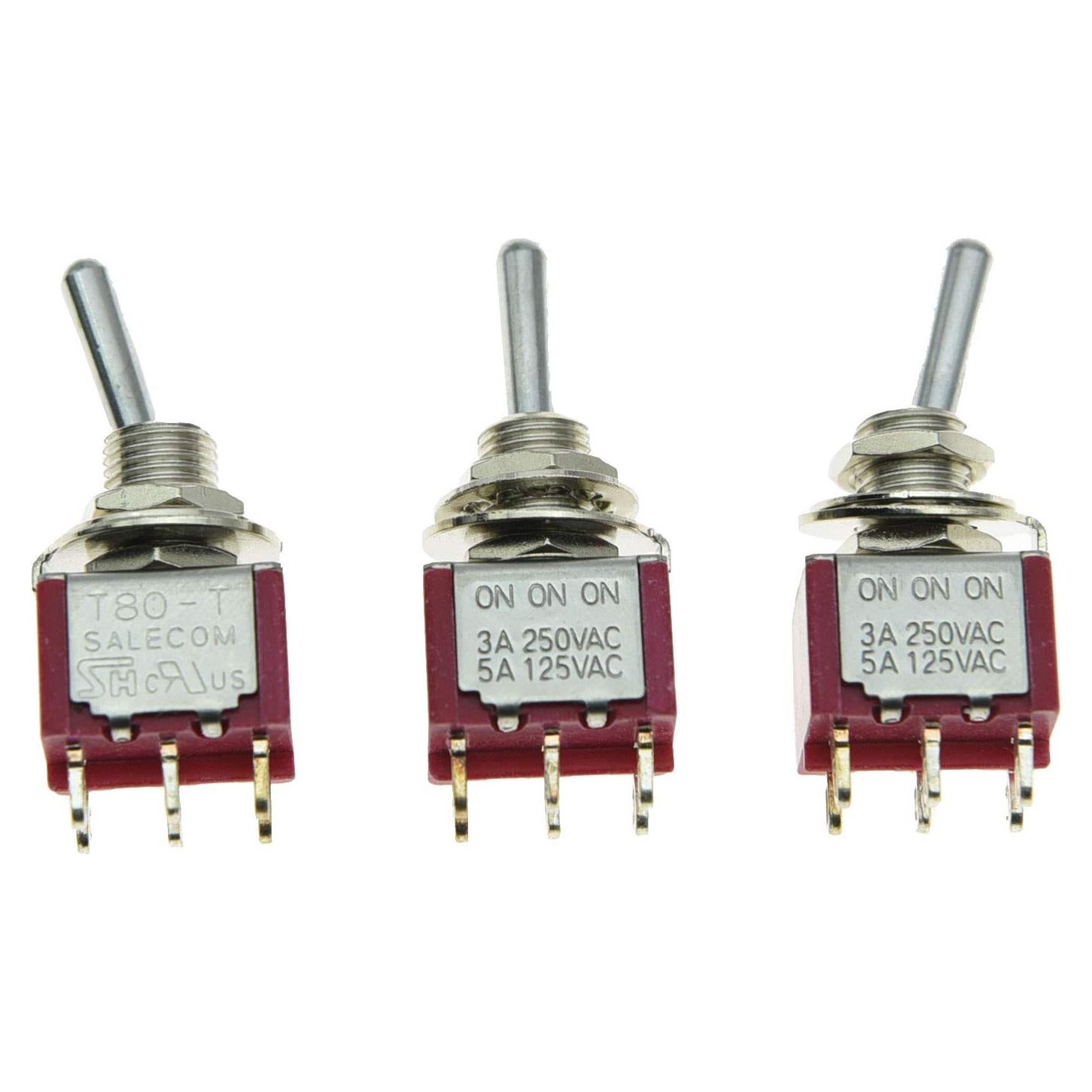 Interruptor Mini Toggle SALECOM 3 Posiciones ON/ON/ON 6 Pin