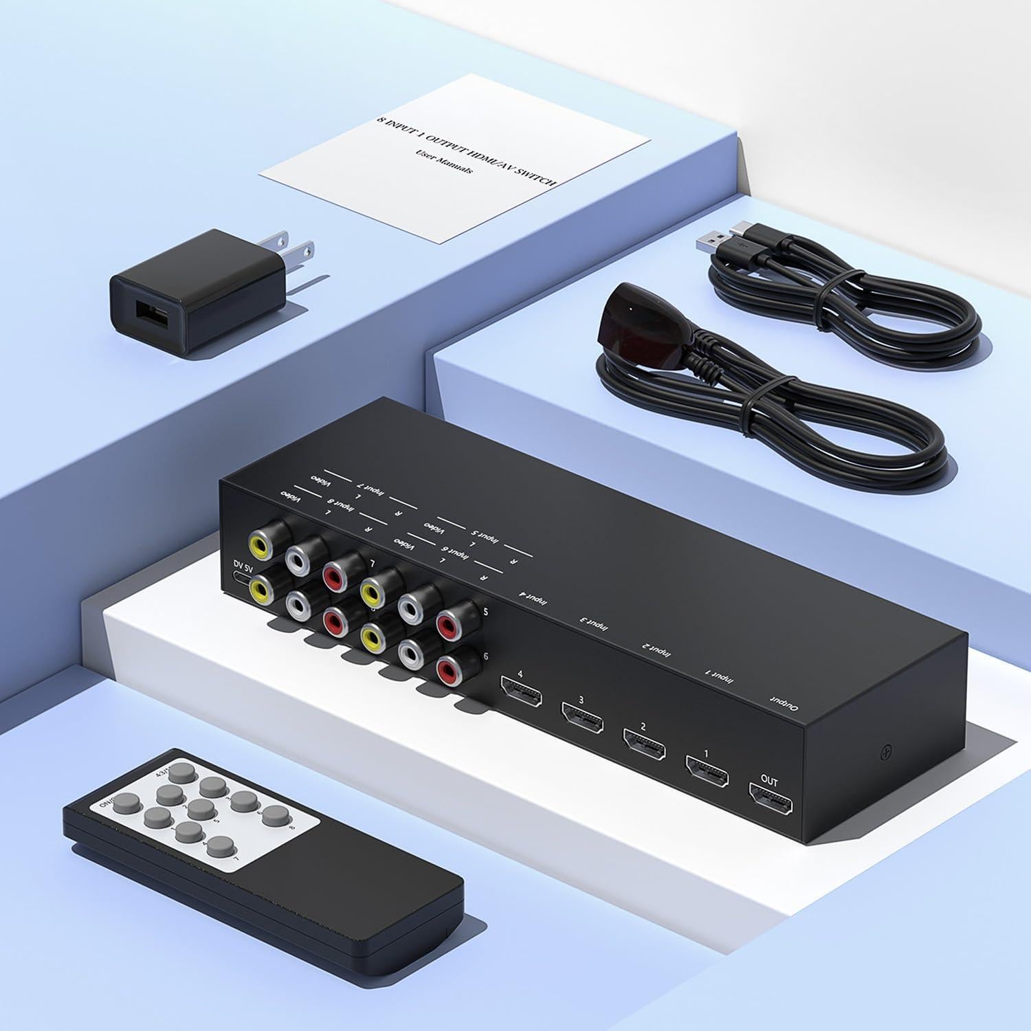 Conmutador HDMI 4 Vías Y.D.F 2 en 1 4K@60Hz AV RCA