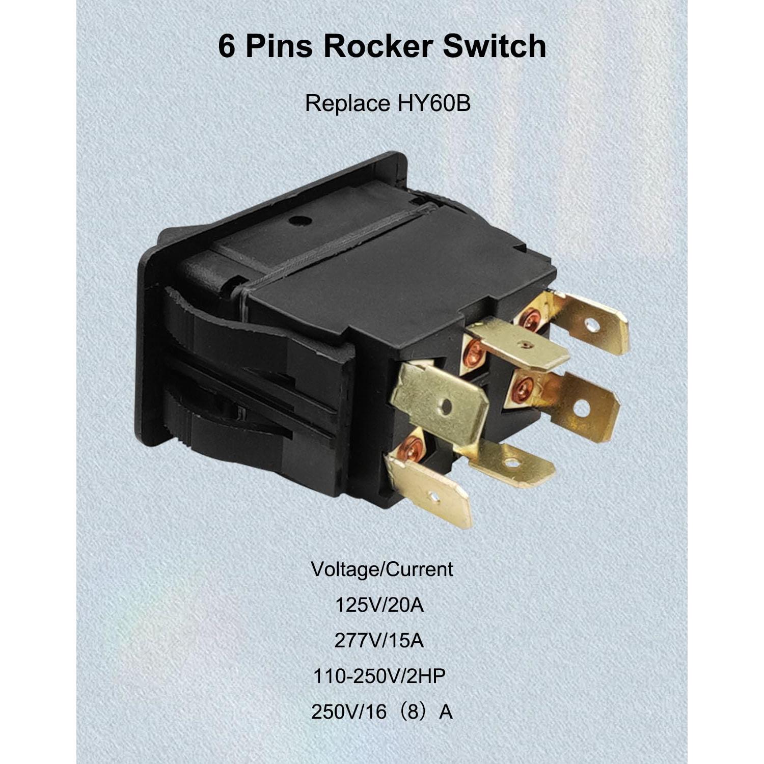 Interruptor Rocker OCHIKI 6 Pines ON-Off-ON 125/250V 20A
