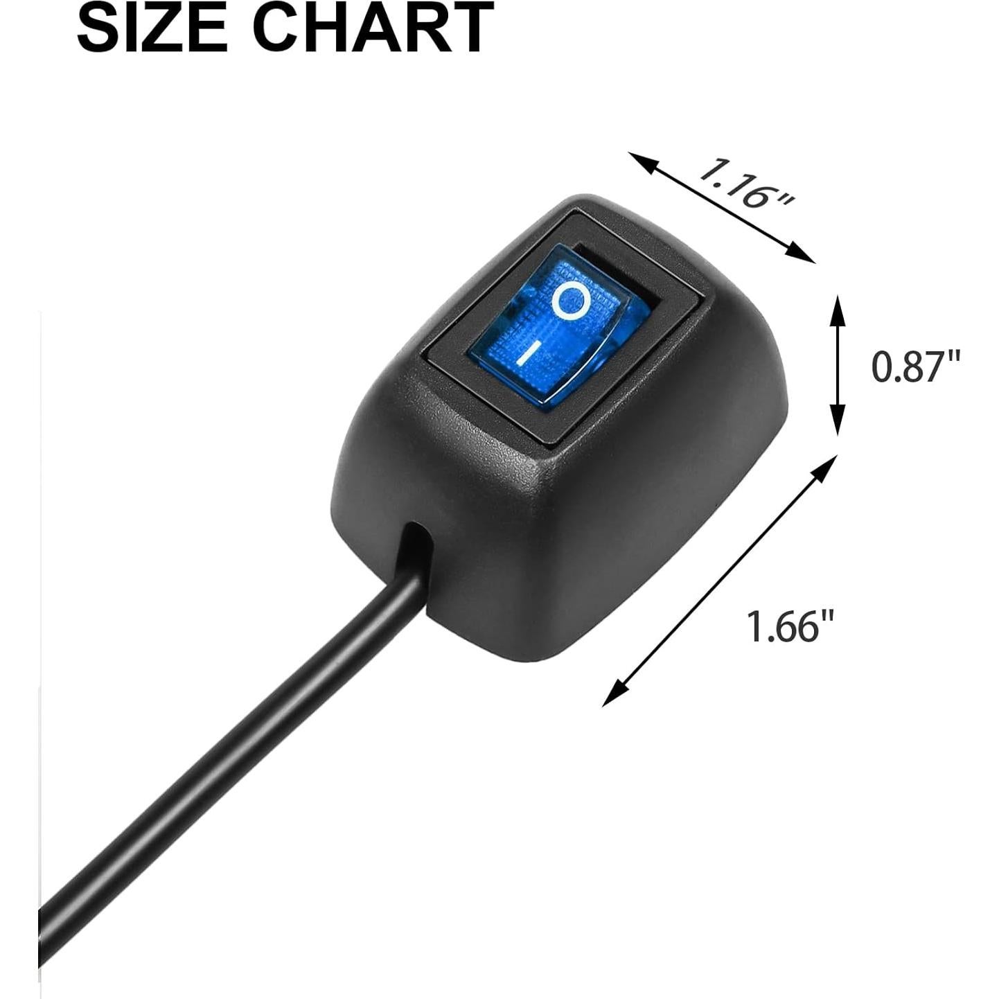 Interruptor de Cable Inline LED Azul OELFFOW KCD1 16A 250V