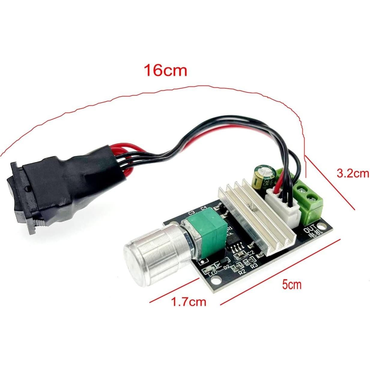 Controlador de Velocidad Motor DC PWM JZK 3A 6-28V Reversible