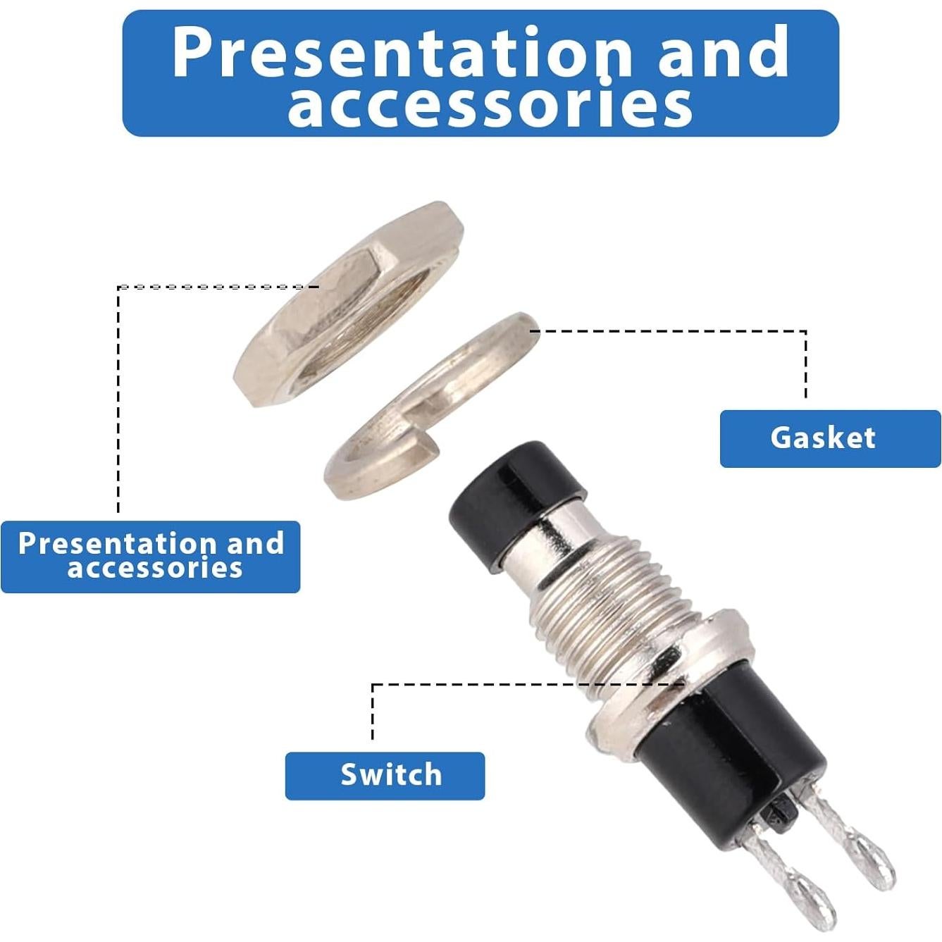 12 Interruptores Pulsadores Momentáneos 7mm Salbsever 12V