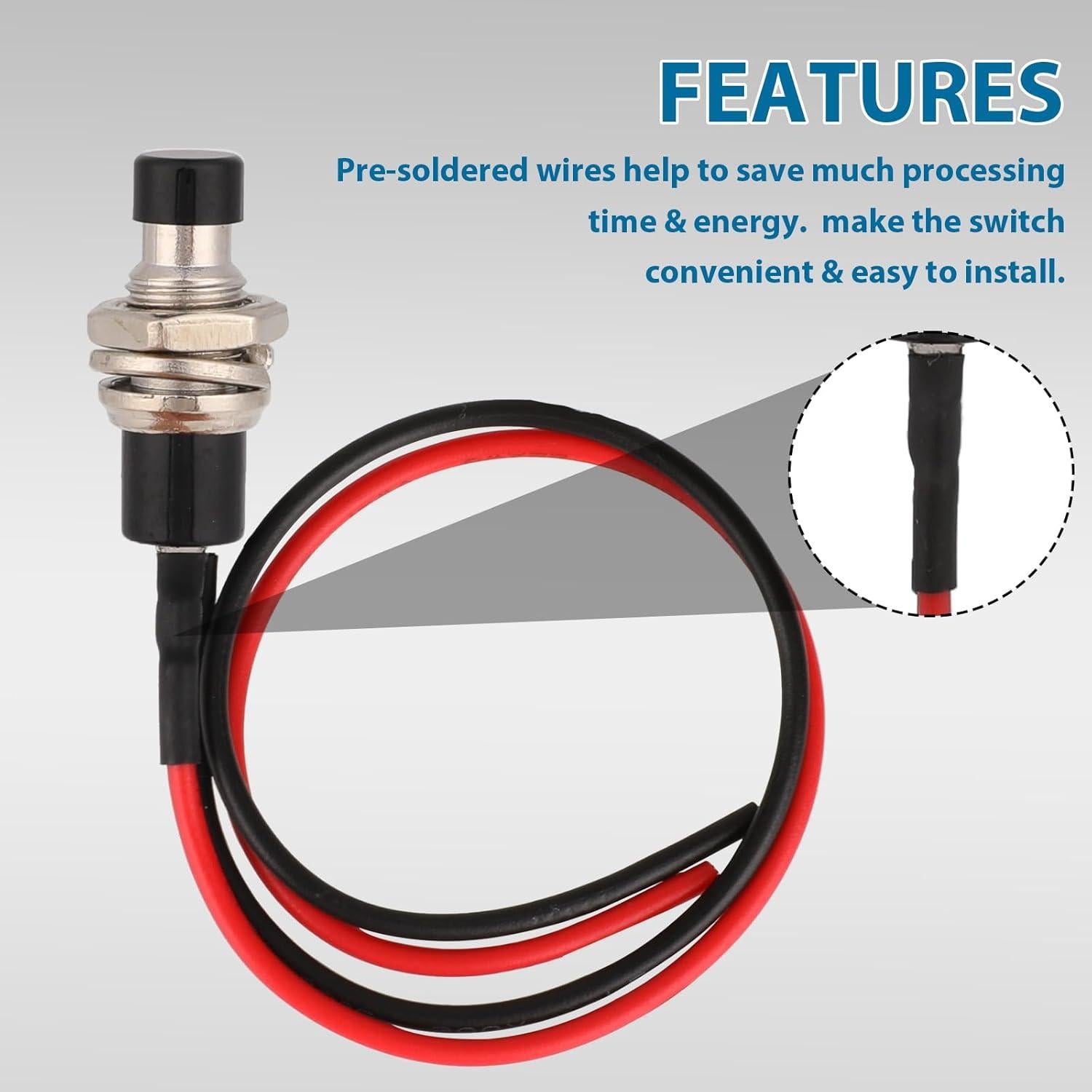 12 Interruptores Pulsadores Momentáneos 7mm Salbsever 12V