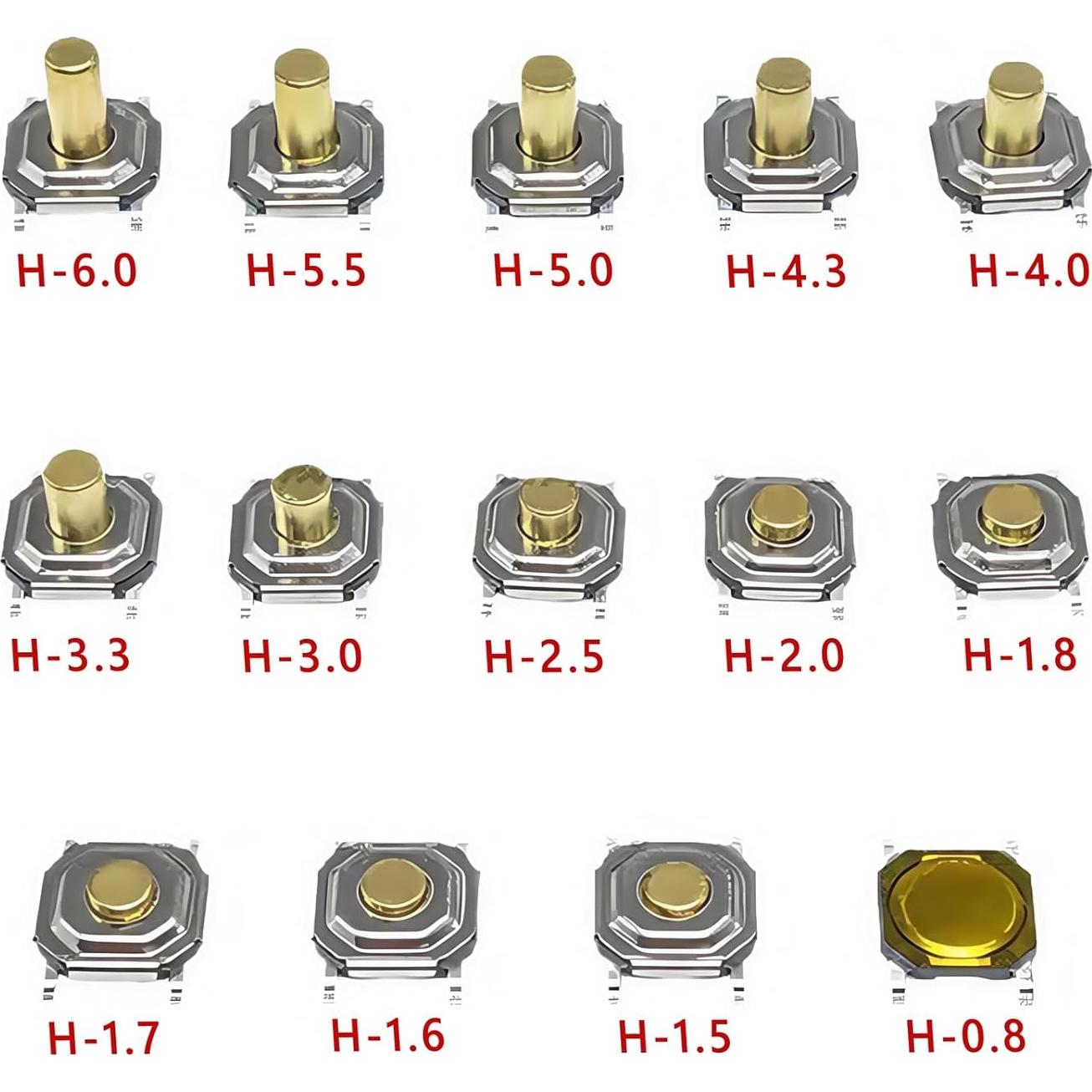 Kit de Interruptores Táctiles SMD Metal 240pcs 4x4mm Xiangyin