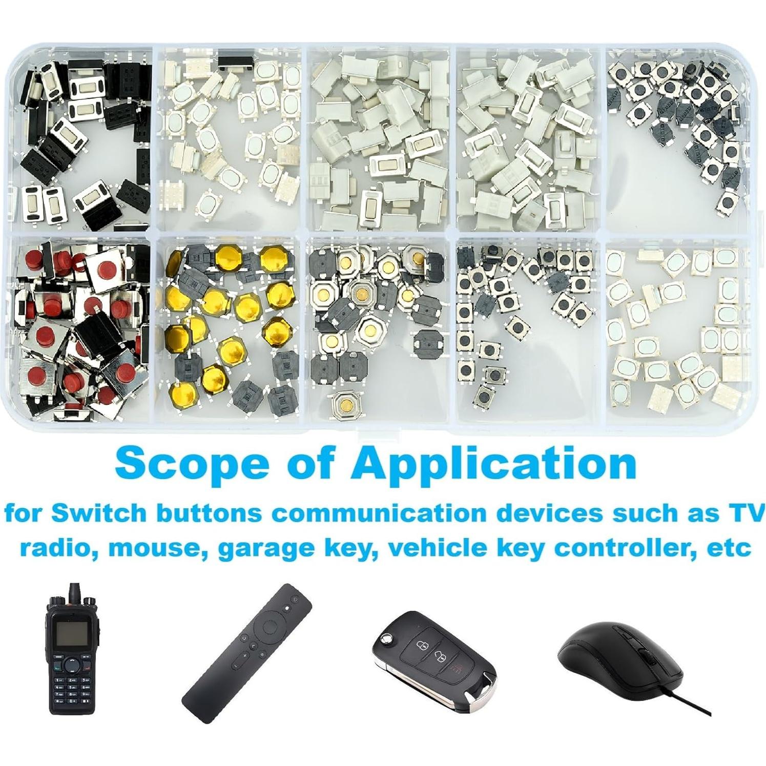 Kit 250 Interruptores Momentáneos Táctiles MTDELE - 10 Valores