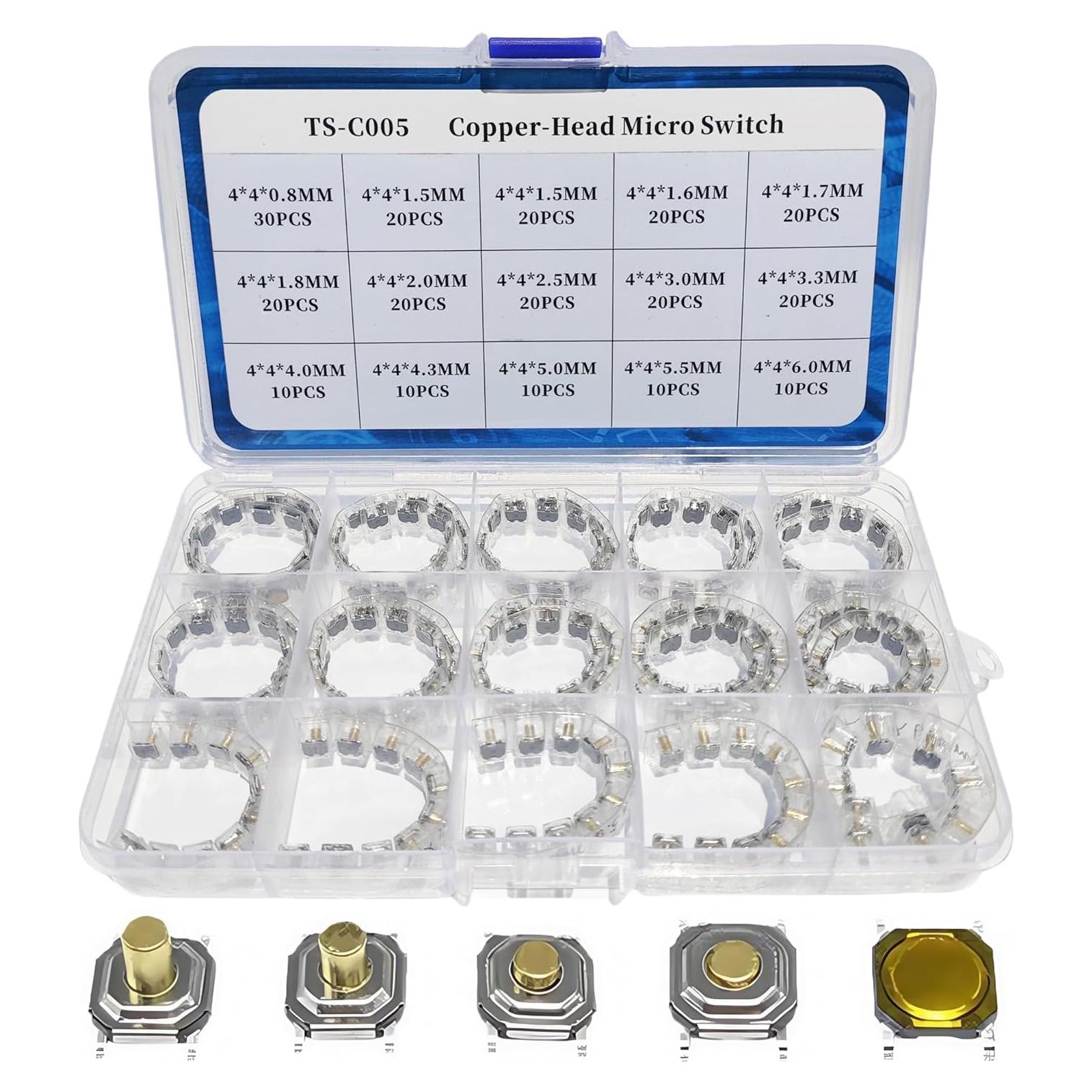 Kit de Interruptores Táctiles SMD Metal 240pcs 4x4mm XYTJDZSM