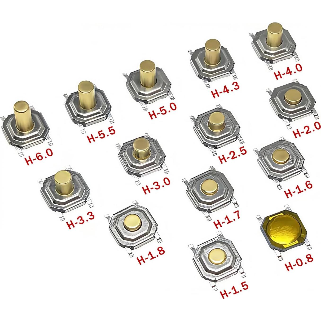 Kit de Interruptores Táctiles SMD Metal 240pcs 4x4mm XYTJDZSM