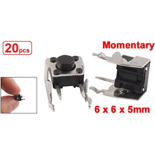 Interruptor Táctil Momentáneo uxcell 20 Pcs 6x6x5mm