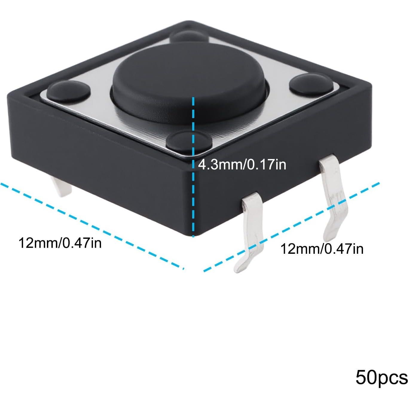 50 Interruptores de Botón Táctil OTOTEC 12x12mm para Electrónica