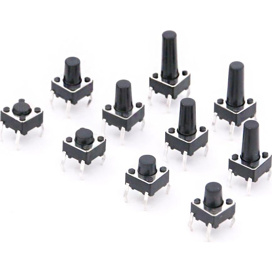 Kit de Interruptores Táctiles Hilitchi 200 Pcs 6x6mm 10 Valores