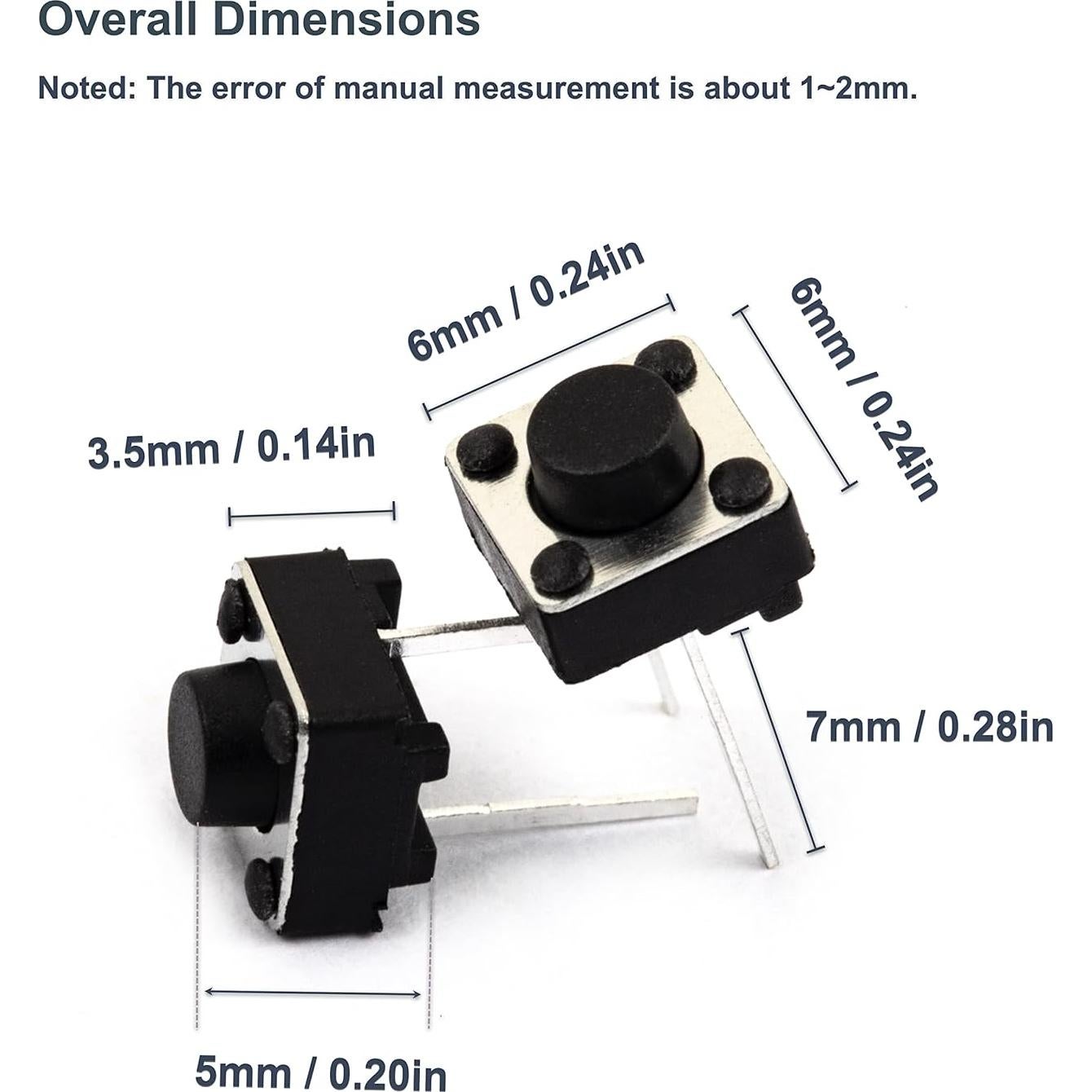 Interruptor Táctil DIP 2 Pin 6x6mm Naughtystarts - Paquete 100