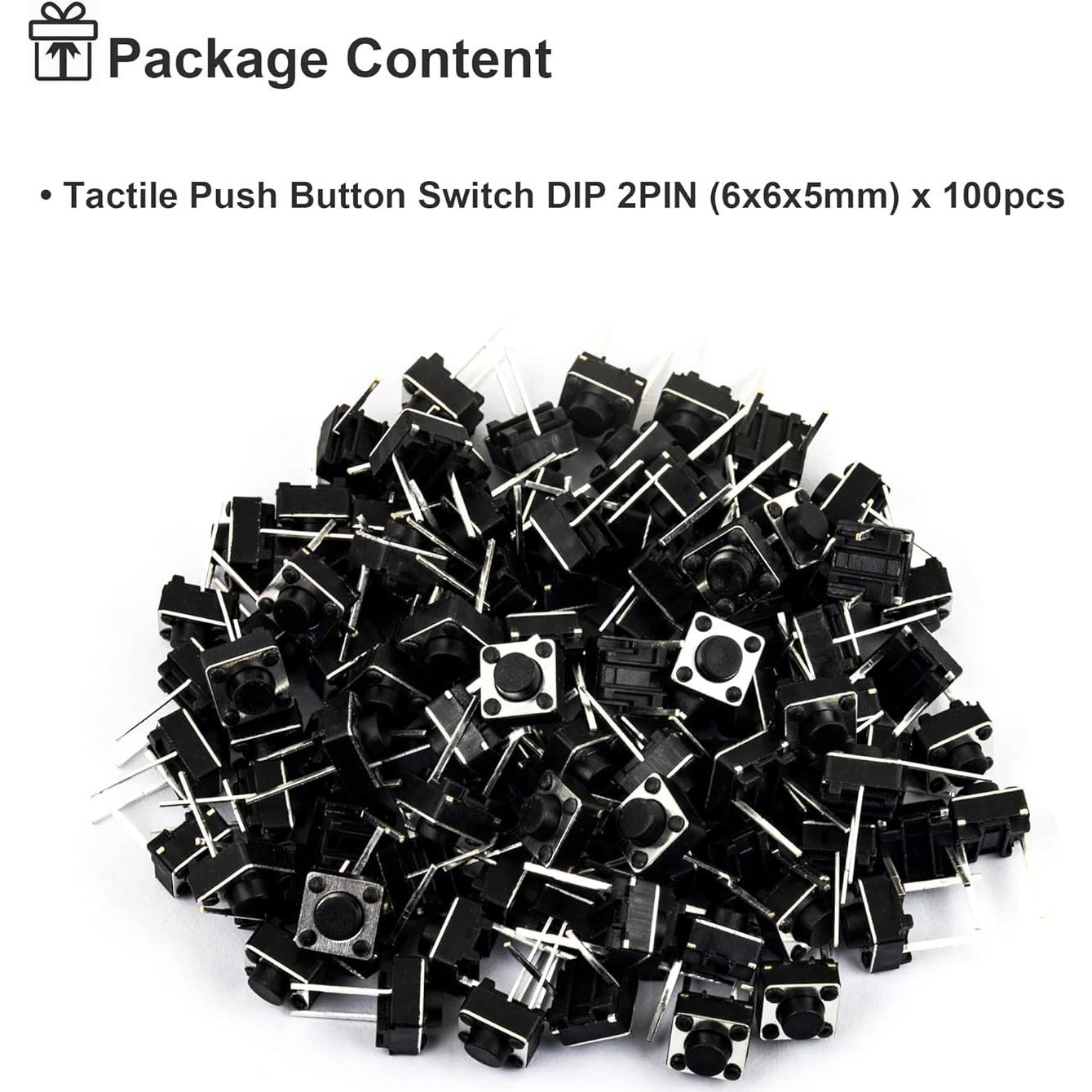 Interruptor Táctil DIP 2 Pin 6x6mm Naughtystarts - Paquete 100