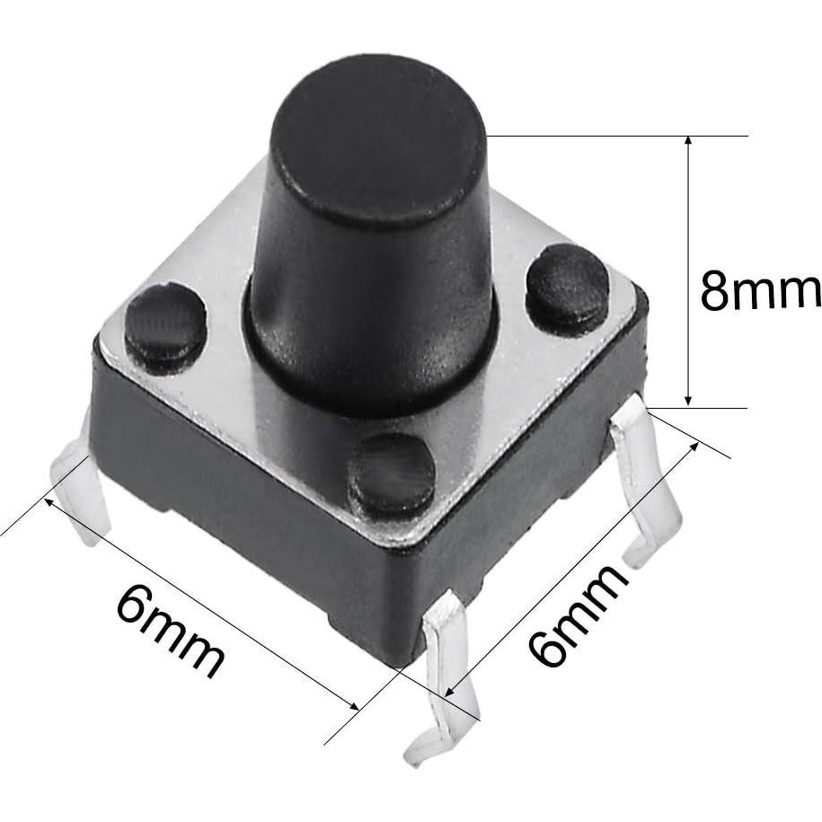 Interruptor Táctil Momentáneo uxcell 6x6x8mm 100PCS