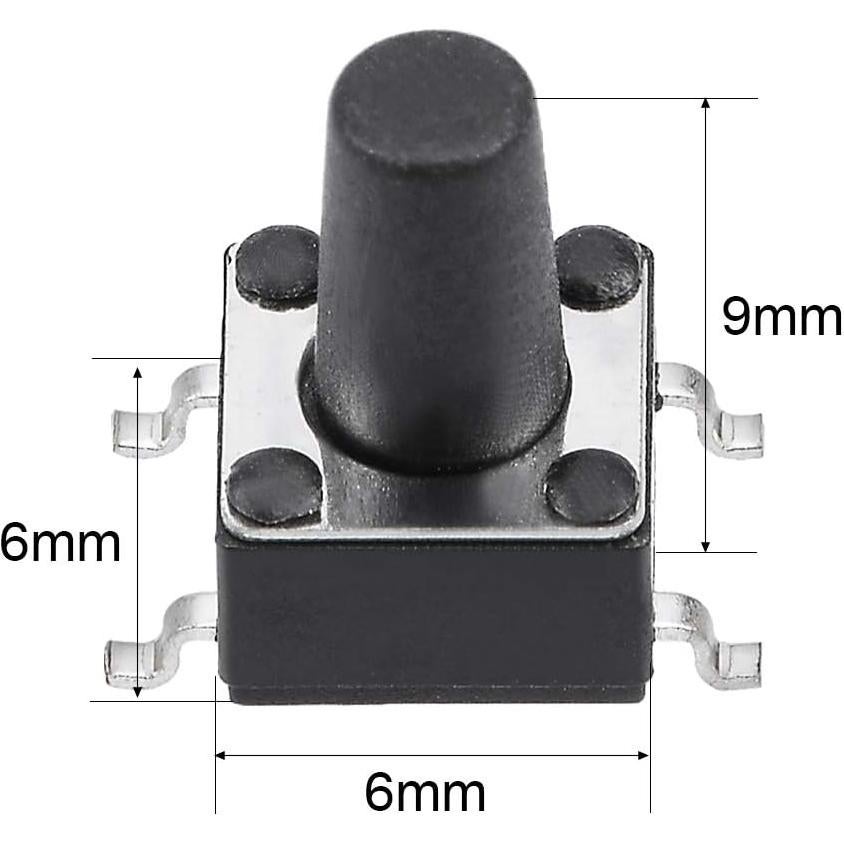 Interruptor Táctil Momentáneo uxcell 6x6x9mm 20PCS 4 Pines