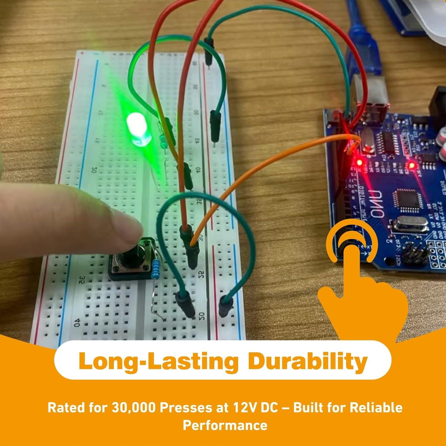 50 Botones Táctiles SMD 12x12mm KGCGJVB con Caja de Almacenamiento