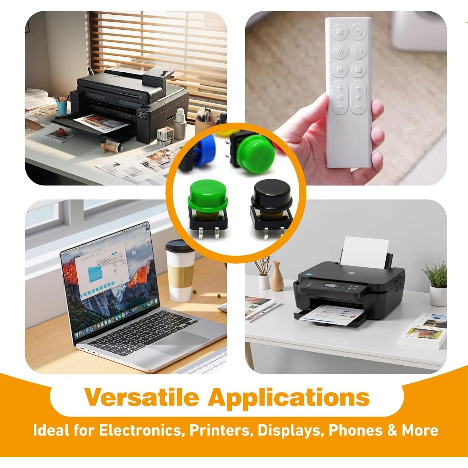 50 Botones Táctiles SMD 12x12mm KGCGJVB con Caja de Almacenamiento