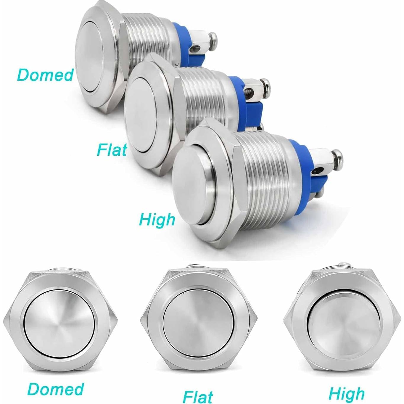Interruptor de Botón Momentáneo ZJWZJH 16mm IP67 3 Pcs