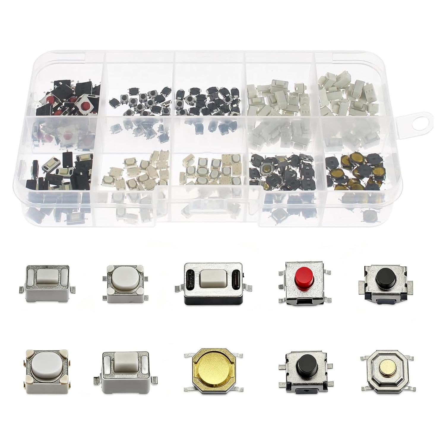 Kit de 250 Micro Interruptores Momentáneos Yetaida 10 Tipos