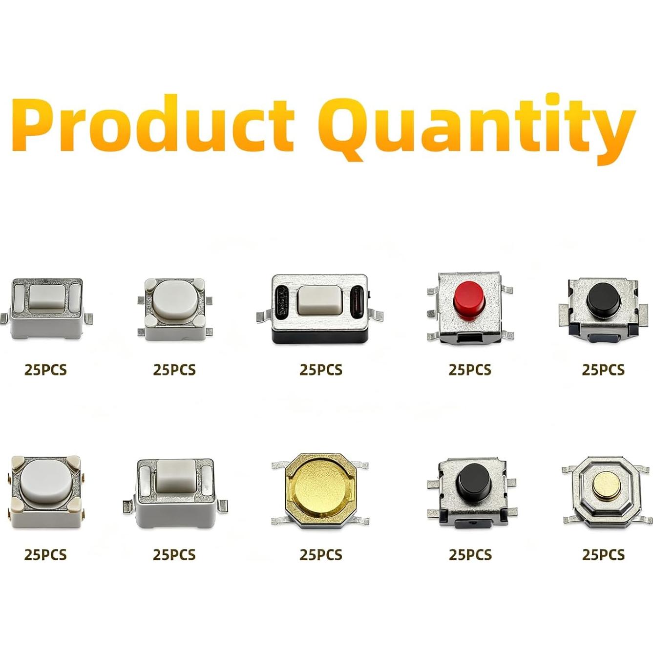 Kit de 250 Micro Interruptores Momentáneos Yetaida 10 Tipos