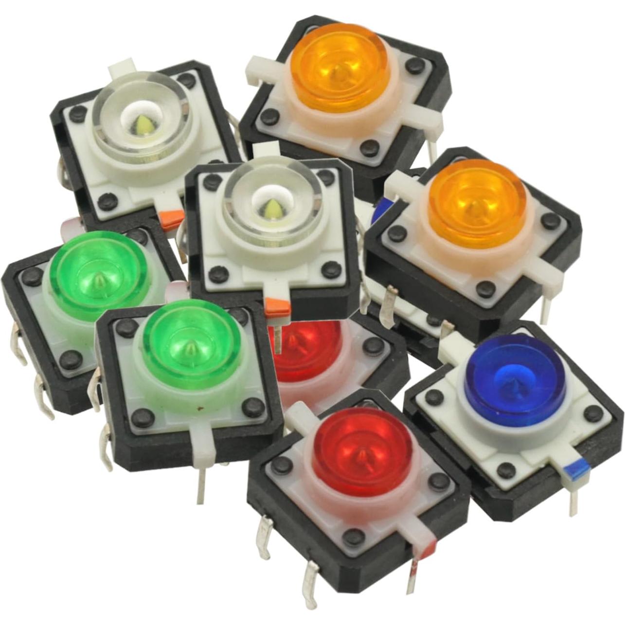 Interruptor Táctil Momentáneo LED 10 PCS 12x12mm 5 Colores