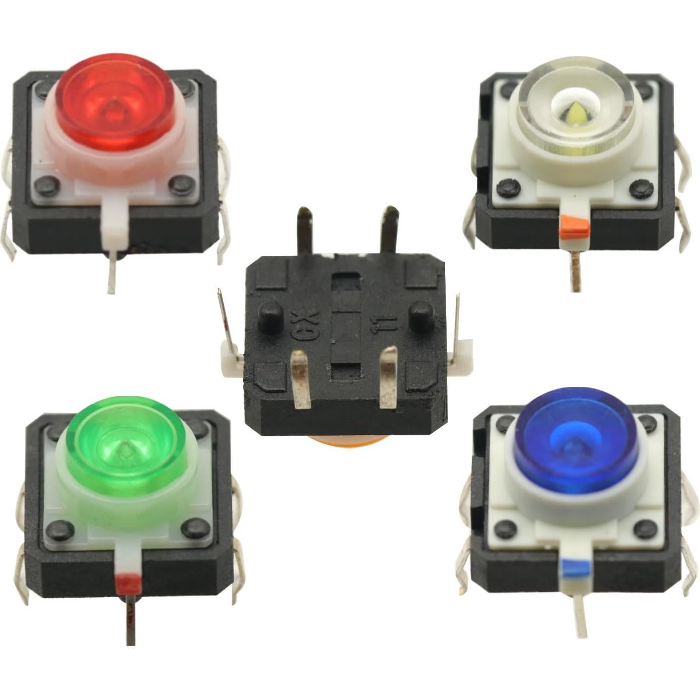 Interruptor Táctil Momentáneo LED 10 PCS 12x12mm 5 Colores