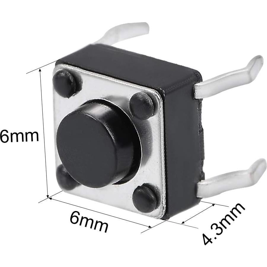 Interruptor Táctil Momentáneo uxcell 6x6x4.3mm 4 Pines - 4PCS