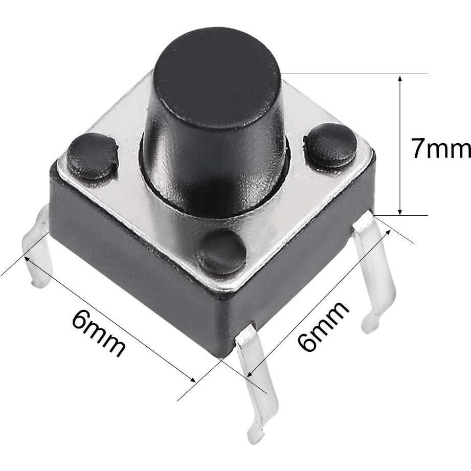 Interruptor Táctil Momentáneo uxcell 6x6x7mm 10PCS