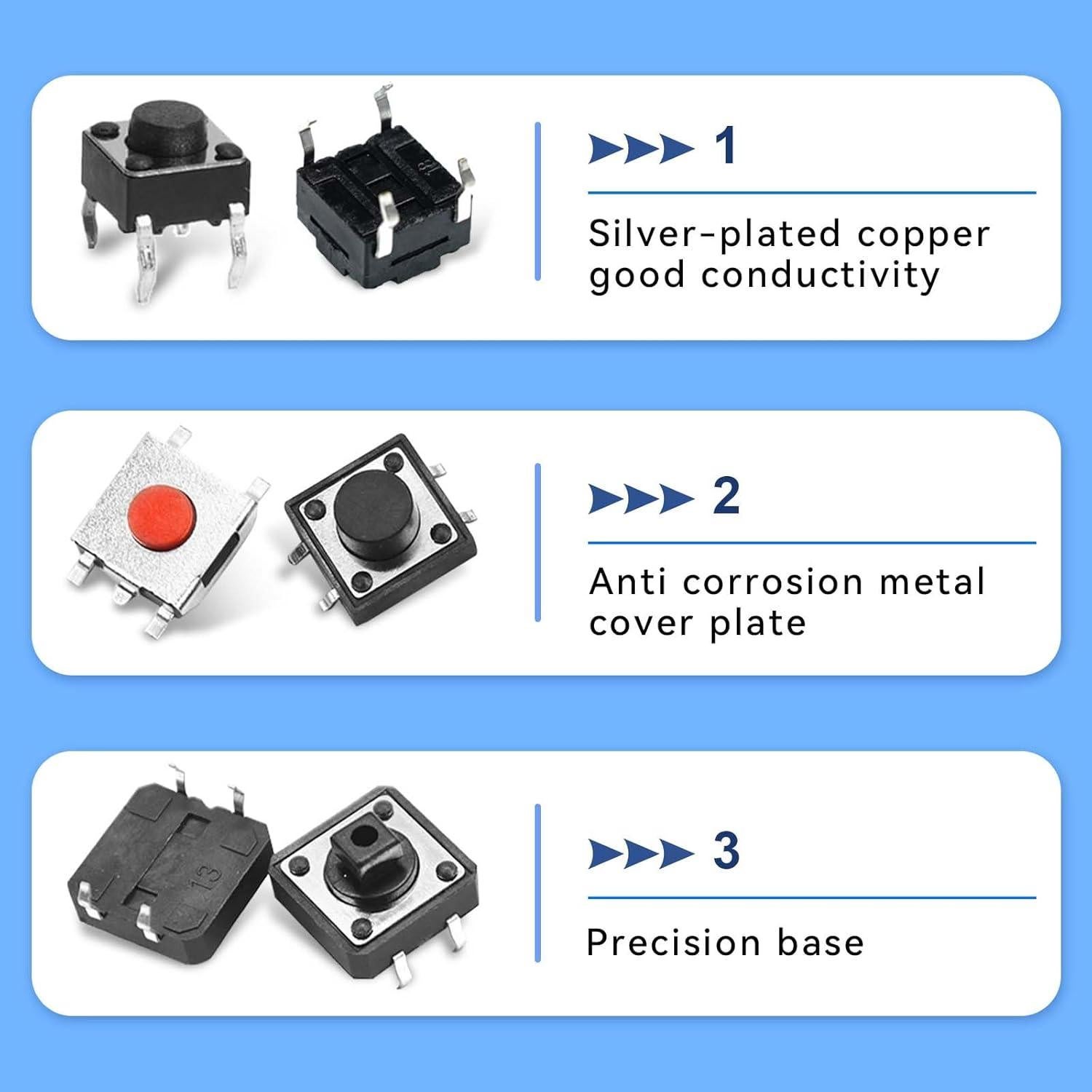 Kit de Interruptores Táctiles Juasky 460pcs 24 Valores DC12V