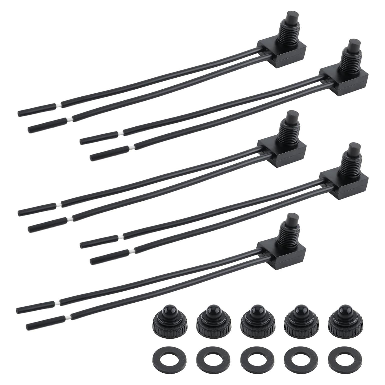 5 Pcs Interruptor de Botón a Prueba de Agua Carbhub 12V