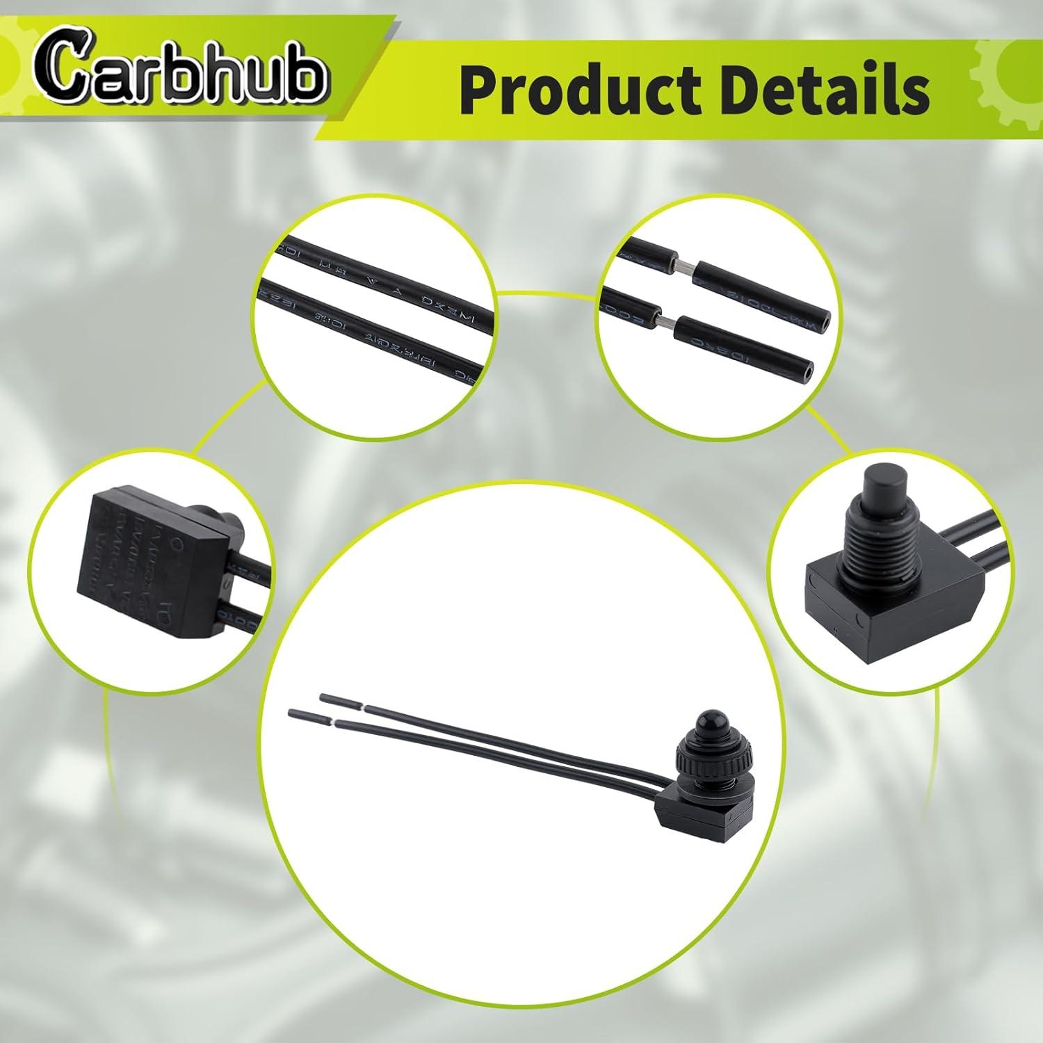 5 Pcs Interruptor de Botón a Prueba de Agua Carbhub 12V