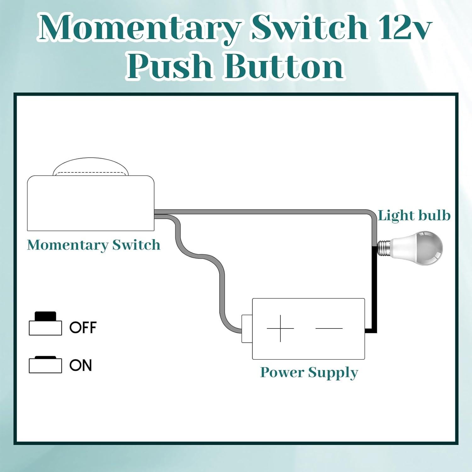 Interruptor de Botón Momentáneo 12V Alrhso 4 Pcs Impermeable