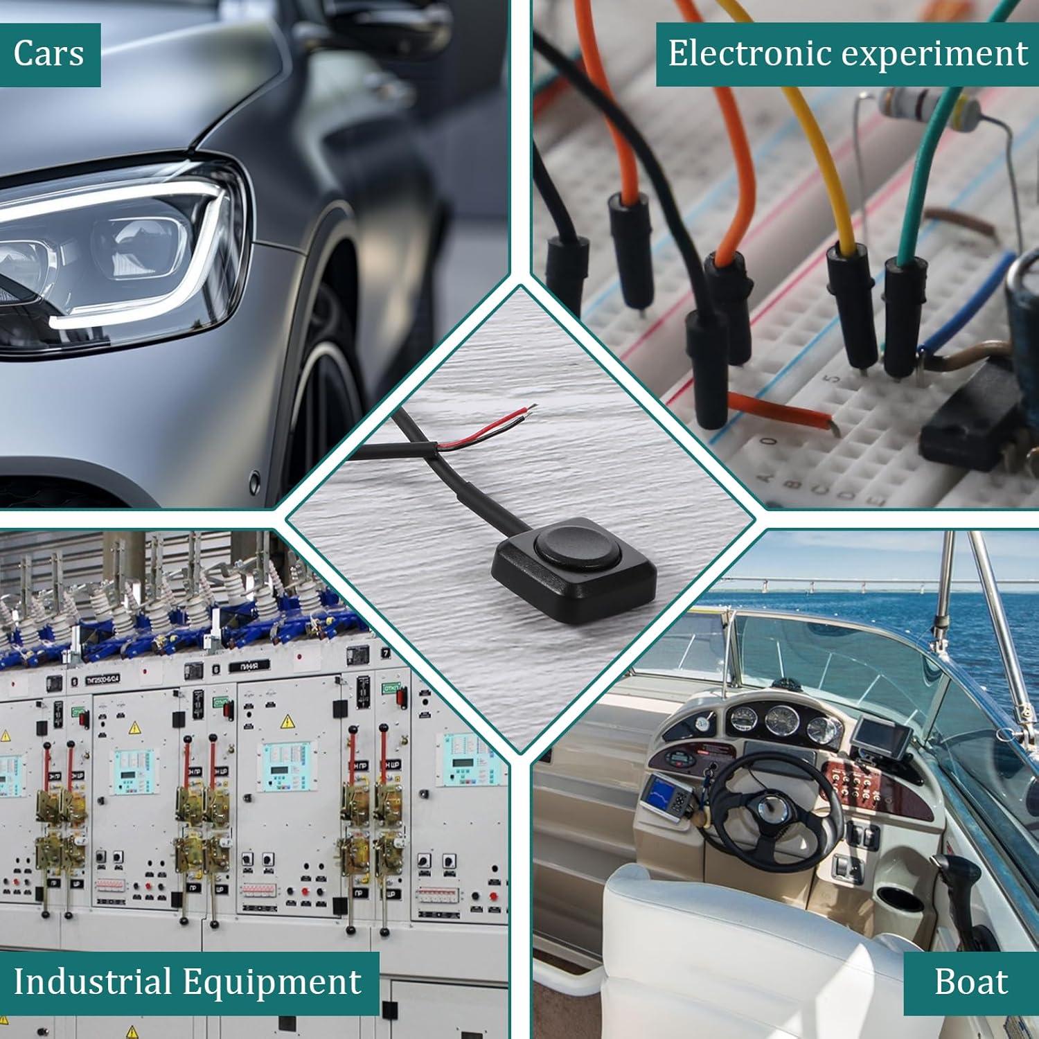 Interruptor de Botón Momentáneo 12V Alrhso 4 Pcs Impermeable