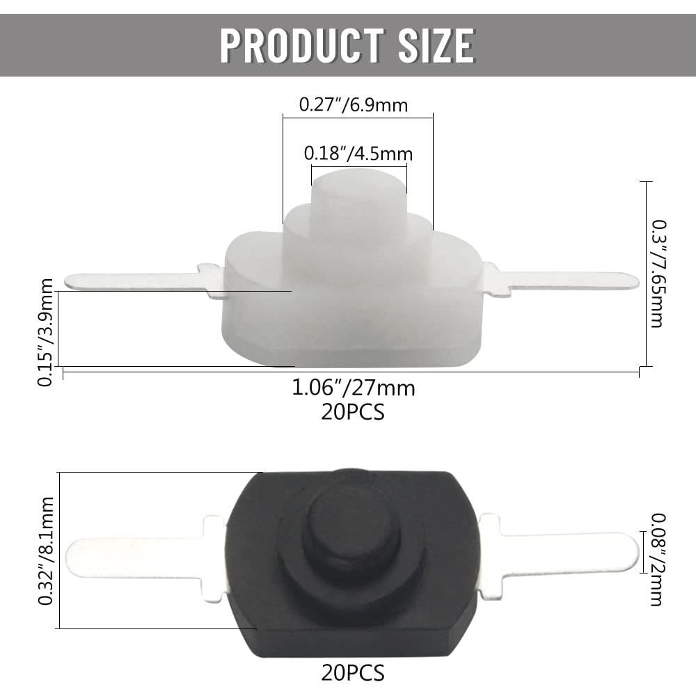 WMYCONGCONG 40 Piezas Interruptor Botón Pulsador Mini 30V 1A